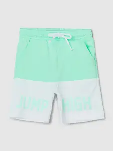 max Boys Colourblocked Printed Mid-Rise Regular Fit Cotton Casual Shorts