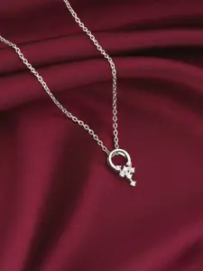 GIVA Rhodium-Plated 925 Sterling Silver Contemporary Pendant With Chain