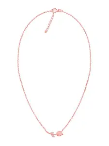 GIVA 925 Silver Rose Gold Pink Quartz Flower Necklace With Finger Ring