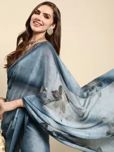 RATAN Floral Poly Chiffon Saree