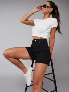 DOLCE CRUDO Women High-Rise Denim Shorts