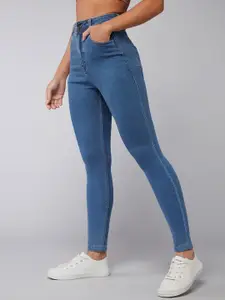 DOLCE CRUDO Women Skinny Fit High-Rise Clean Look Stretchable Jeans