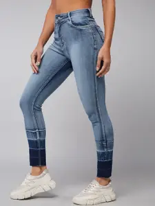 DOLCE CRUDO Women Skinny Fit High-Rise Clean Look Heavy Fade Stretchable Jeans