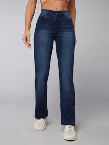 DOLCE CRUDO Women Wide Leg Heavy Fade Stretchable Jeans