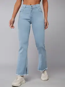 DOLCE CRUDO Women Bootcut High-Rise Clean Look Stretchable Jeans