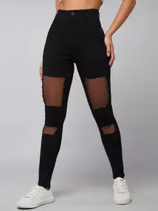 DOLCE CRUDO Women Slim Fit High-Rise Highly Distressed Stretchable Jeans