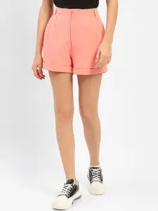 Madame Solid Mid-Rise Regular Loose Fit Casual Shorts
