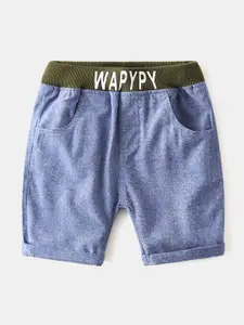 StyleCast Blue Boys Typography Printed Cotton Mid-Rise Shorts