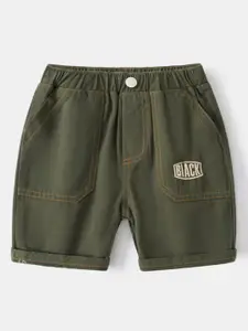 StyleCast Green Boys Mid-Rise Cotton Shorts