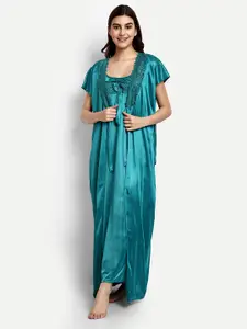 AVYAY Satin Maxi Nightdress With Robe
