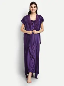 AVYAY Satin Maxi Nightdress With Robe