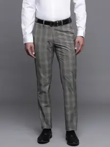 Louis Philippe Men Checked Slim Fit Trousers