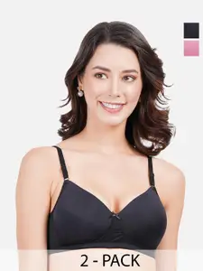 FIMS Pack Of 2 Full Coverage Lightly Padded Everyday Bra - All Day Comfort