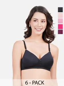FIMS Pack Of 6 Full Coverage Lightly Padded Everyday Bra - All Day Comfort