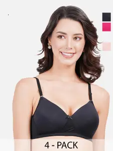 FIMS Bra Pack of 4 Full Coverage Lightly Padded Everyday Bra With All Day Comfort