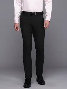 Louis Philippe Men Self Design Textured Super Slim Fit Formal Trousers