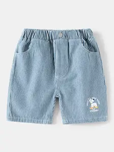 StyleCast Boys Blue Striped Mid Rise Cotton Shorts