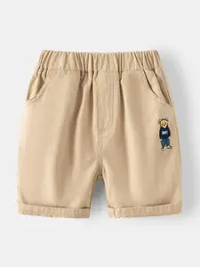 StyleCast Boys Beige Mid Rise Cotton Shorts