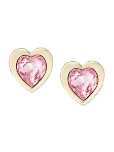 Ted Baker Gold-Plated Crystals Studded Heart Shaped Studs Earrings