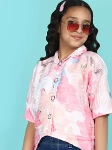 V-Mart Girls Print Cotton Short Sleeves Shirt Style Top