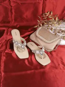 Mochi Embellished Open Toe Flats