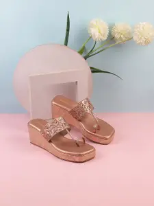 Mochi Embellished Open Toe Wedge Heels