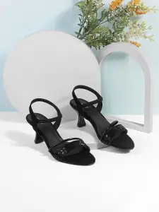 Mochi Embellished Open Toe Kitten Heels