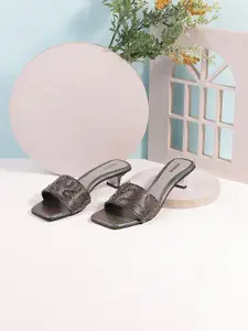 Mochi Embellished Open Toe Kitten Heels