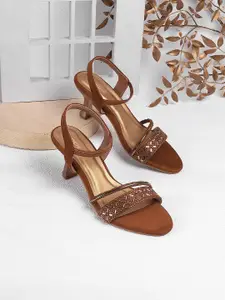 Mochi Embellished Open Toe Kitten Heels