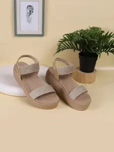 Mochi Embellished Open Toe Flatform Heels