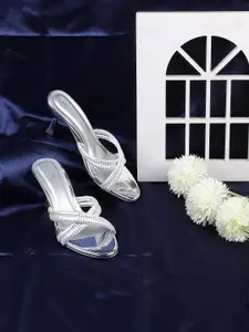 Mochi Embellished Open Toe Kitten Heels