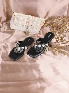 Mochi Embellished Open Toe Flats