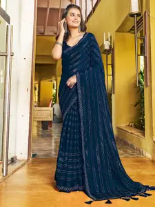 Satrani Women Striped Pure Chiffon Saree