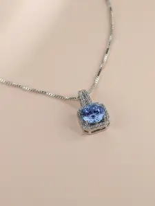 OOMPH Cubic Zirconia Studded Square Pendant with Chain