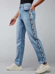 DOLCE CRUDO Women Blue Slim Fit High Rise Clean Look Heavy Fade Stretchable Jeans