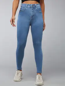 DOLCE CRUDO Women Blue Skinny Fit High Rise Clean Look Stretchable Jeans