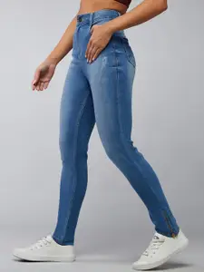 DOLCE CRUDO Women Blue Skinny Fit Clean Look High-Rise Stretchable Jeans