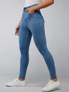 DOLCE CRUDO Women Blue Skinny Fit High Rise Clean Look Stretchable Jeans