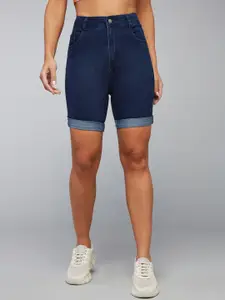 DOLCE CRUDO Women Slim Fit High-Rise Denim Denim Shorts