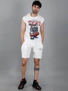 STARFOX Printed Hood Collar T-Shirt With Shorts Co-Ords