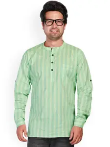Authentics Striped Thread Work Pure Cotton Empire Straight Short  Kurta