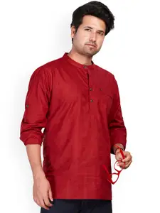 Authentics Pure Cotton Mandarin Collar Thread Work Straight Short Kurta