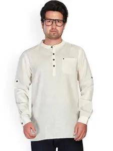 Authentics Mandarin Collar Thread Work Pure Cotton Angrakha Pathani Short Kurta