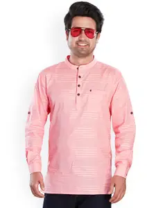 Authentics Striped Thread Work Pure Cotton Pathani Short Kurta