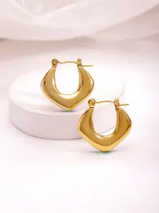 Rubans 18KT Gold Plated Stainless Steel Geometric Half Hoop Earrings