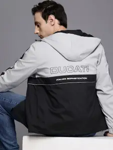 Ducati Brand Logo Printed Colourblocked Hooded Tailored Jacket