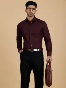 Greenfibre Slim Fit Self Design Spread Collar Formal Shirt