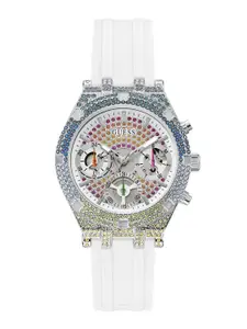 GUESS Women Embellished Dial & Straps Analogue Multi Function Watch GW0407L4