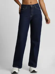 FOREVER 21 Women Mid-Rise Straight Fit Stretchable Jeans