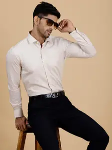 METAL Slim Fit Spread Collar Long Sleeves Cotton Formal Shirt